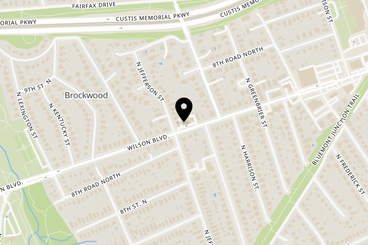 Map showing the location of King of Koshary on 5515 Wilson Blvd in Arlington